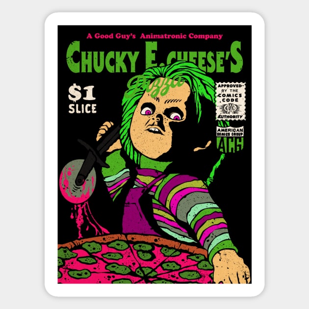 Chucky E. Cheese's (Variant Color) Sticker by designedbydeath